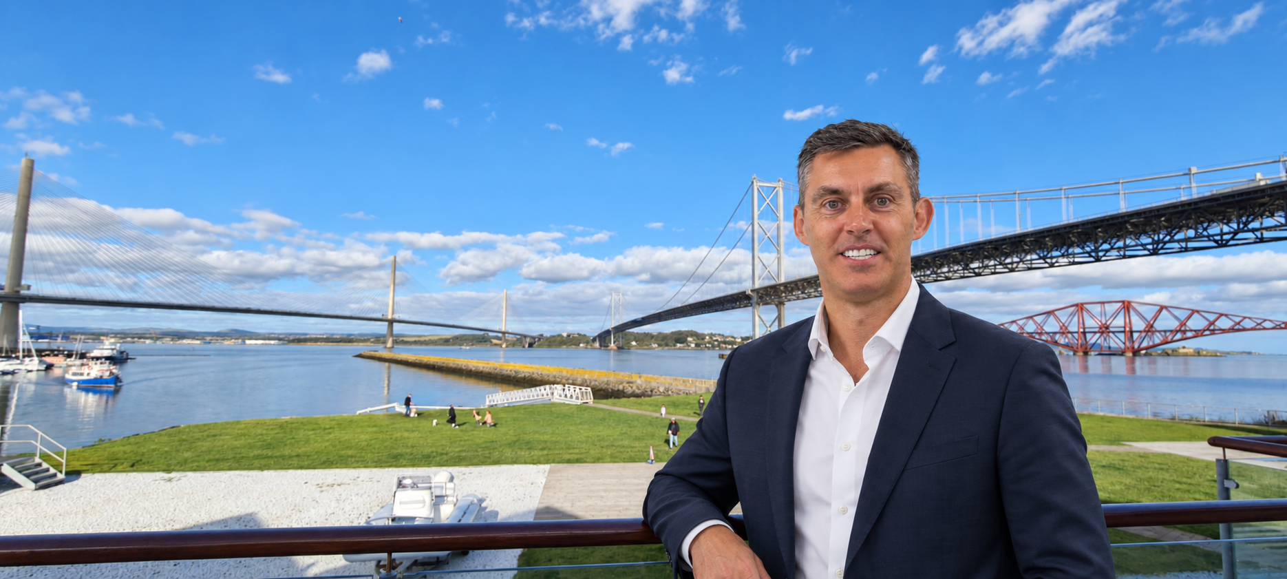 Stephen Lumsden overlooking the three Forth bridges